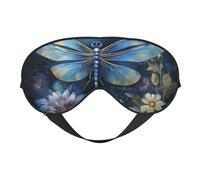 Art Blue Dragonfly Print Soft Eye Mask with Adjustable Strap Sleep Shade Cover for Airplane Travel Nap