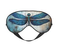 Art Blue Dragonfly Print Soft Eye Mask with Adjustable Strap Sleep Shade Cover for Airplane Travel Nap
