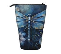 Art Blue Dragonfly Print Telescopic Adjustable Pencil Case Lightweight Organizer for Office Travel Pen Bag