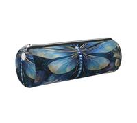 Art Blue Dragonfly Print Women Men Pencil Case Cylindrical Lightweight Pen Pouch Office Stationery Organizer