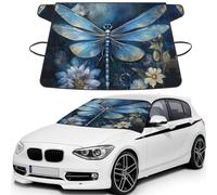 Art Blue Dragonfly Printed Car Windshield Cover for Ice and Snow, Premium Windshield Snow Cover, Sun Protection, Universal Fit for All Weather Conditions