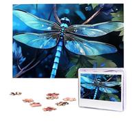 Art Blue Dragonfly Puzzles 1000 Pieces Personalized Jigsaw Puzzles Photos Puzzle for Adults Challenging Picture Puzzle with storage bag Puzzles for Men Women Home Decor (10.2" x 15")