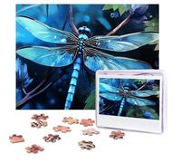 Art Blue Dragonfly Puzzles 500 Pieces Personalized Jigsaw Puzzles with storage bag Photos Puzzle for Adults Challenging Picture Puzzle for Men Women Home Decor (52x38 CM)
