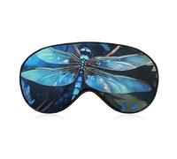 Art Blue Dragonfly Sleep Mask Soft Comfortable Eye Mask with Adjustable Strap Eye Cover Eye Shade for Men Women Work Travel