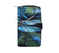 Art Blue Dragonfly Wallet Multifunctional Leather Wallets for Men Compact Long Wallet Credit Card Holder Passport Bag