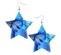 Art Blue Dragonfly Women's Fashion Earrings, Celestial Dangle Earrings, Star Shape Jewelry for a Versatile
