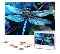 Art Blue Dragonfly Wooden Puzzles 1000 Pieces Personalized Jigsaw Puzzle For Adults Interesting Custom Photo Puzzles Gift For Holiday Birthday Wedding Anniversay