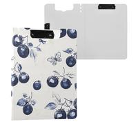 Art Blueberries Fruit Neutral Clipboard Folder with Storage Horizontal and Vertical Double Clips Clip Board with Cover Clipboard Folio Binder Doctors Supplies