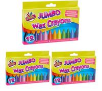 ART BOX 12 jumbo size wax crayons set of 12 assorted colours (Pack of 3)