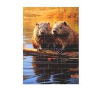Art Brick Puzzle 4x5.5in Building Block 3D Jigsaw with UV Beaver working3 Printed Design