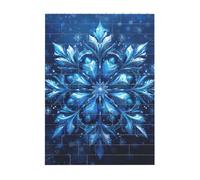 Art Brick Puzzle 4x5.5in Building Block 3D Jigsaw with UV Blue Christmas Snowflake Printed Design