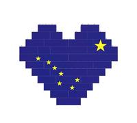 Art Brick Puzzle Heart-Shaped Alaska State Flag Print 3D Jigsaw Building Blocks 30 Piece DIY Relaxing Gift