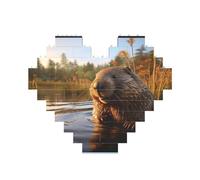 Art Brick Puzzle Heart-Shaped Beaver working2 Print 3D Jigsaw Building Blocks 30 Piece DIY Relaxing Gift