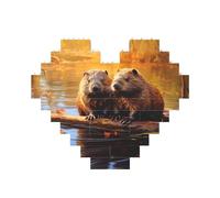 Art Brick Puzzle Heart-Shaped Beaver working3 Print 3D Jigsaw Building Blocks 30 Piece DIY Relaxing Gift