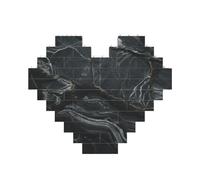 Art Brick Puzzle Heart-Shaped Black Textured Marble Print 3D Jigsaw Building Blocks 30 Piece DIY Relaxing Gift