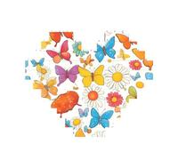 Art Brick Puzzle Heart-Shaped Butterfly Daisy Print 3D Jigsaw Building Blocks 30 Piece DIY Relaxing Gift