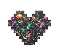 Art Brick Puzzle Heart-Shaped Colorful Paint-Standard Print 3D Jigsaw Building Blocks 30 Piece DIY Relaxing Gift