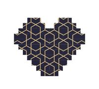Art Brick Puzzle Heart-Shaped Geometric Lines Print 3D Jigsaw Building Blocks 30 Piece DIY Relaxing Gift
