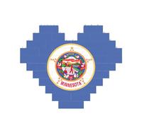 Art Brick Puzzle Heart-Shaped Minnesota State Flag Print 3D Jigsaw Building Blocks 30 Piece DIY Relaxing Gift