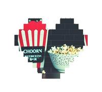 Art Brick Puzzle Heart-Shaped Movie Clapboard and Popcorn Print 3D Jigsaw Building Blocks 30 Piece DIY Relaxing Gift