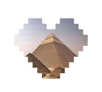 Art Brick Puzzle Heart-Shaped Pyramids of Egypt Print 3D Jigsaw Building Blocks 30 Piece DIY Relaxing Gift