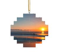 Art Brick Puzzle Lozenge Shaped 3D Jigsaw DIY Building Block Ornament Home Decor Beautiful Sunrise Ocean Print