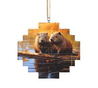 Art Brick Puzzle Lozenge Shaped 3D Jigsaw DIY Building Block Ornament Home Decor Beaver working3 Print