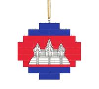Art Brick Puzzle Lozenge Shaped 3D Jigsaw DIY Building Block Ornament Home Decor Cambodia Flag Print