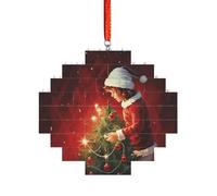 Art Brick Puzzle Lozenge Shaped 3D Jigsaw DIY Building Block Ornament Home Decor Christmas Magic Print