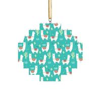 Art Brick Puzzle Lozenge Shaped 3D Jigsaw DIY Building Block Ornament Home Decor Cute White Llama and Cactus Print