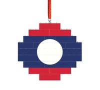 Art Brick Puzzle Lozenge Shaped 3D Jigsaw DIY Building Block Ornament Home Decor Flag of Laos Print