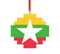 Art Brick Puzzle Lozenge Shaped 3D Jigsaw DIY Building Block Ornament Home Decor Flag of Myanmar Print