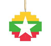 Art Brick Puzzle Lozenge Shaped 3D Jigsaw DIY Building Block Ornament Home Decor Flag of Myanmar Print