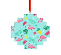 Art Brick Puzzle Lozenge Shaped 3D Jigsaw DIY Building Block Ornament Home Decor Flamingo Fruits Print