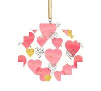 Art Brick Puzzle Lozenge Shaped 3D Jigsaw DIY Building Block Ornament Home Decor Gold Pink Heart Print