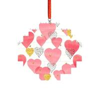 Art Brick Puzzle Lozenge Shaped 3D Jigsaw DIY Building Block Ornament Home Decor Gold Pink Heart Print