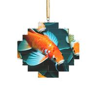 Art Brick Puzzle Lozenge Shaped 3D Jigsaw DIY Building Block Ornament Home Decor HD Japanese Koi Fish Print