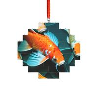 Art Brick Puzzle Lozenge Shaped 3D Jigsaw DIY Building Block Ornament Home Decor HD Japanese Koi Fish Print