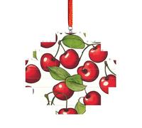 Art Brick Puzzle Lozenge Shaped 3D Jigsaw DIY Building Block Ornament Home Decor Lovely Sweet red Cherry Print