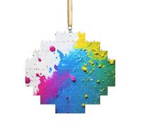 Art Brick Puzzle Lozenge Shaped 3D Jigsaw DIY Building Block Ornament Home Decor Paint Splatter Backdrop Print