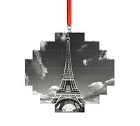 Art Brick Puzzle Lozenge Shaped 3D Jigsaw DIY Building Block Ornament Home Decor Paris Eiffel Tower and Cloud Print