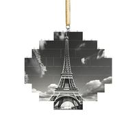 Art Brick Puzzle Lozenge Shaped 3D Jigsaw DIY Building Block Ornament Home Decor Paris Eiffel Tower and Cloud Print