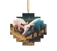 Art Brick Puzzle Lozenge Shaped 3D Jigsaw DIY Building Block Ornament Home Decor Pigs in Farm Print