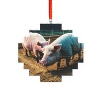 Art Brick Puzzle Lozenge Shaped 3D Jigsaw DIY Building Block Ornament Home Decor Pigs in Farm Print