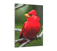Art Brick Puzzle Set DIY Building Blocks 3D Jigsaw Beautiful red Birds Printed Design Desk Decor 141 Pcs