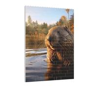 Art Brick Puzzle Set DIY Building Blocks 3D Jigsaw Beaver working2 Printed Design Desk Decor 141 Pcs