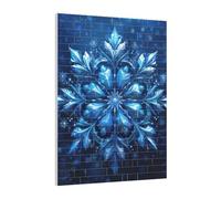 Art Brick Puzzle Set DIY Building Blocks 3D Jigsaw Blue Christmas Snowflake Printed Design Desk Decor 141 Pcs
