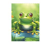Art Brick Puzzle Set DIY Building Blocks 3D Jigsaw Cartoon Green Frog Printed Design Desk Decor 4x5.5 in