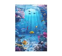 Art Brick Puzzle Set DIY Building Blocks 3D Jigsaw Colorful Ocean Theme Printed Design Desk Decor 37 Pcs