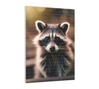 Art Brick Puzzle Set DIY Building Blocks 3D Jigsaw Cute Raccoon Printed Design Desk Decor 141 Pcs